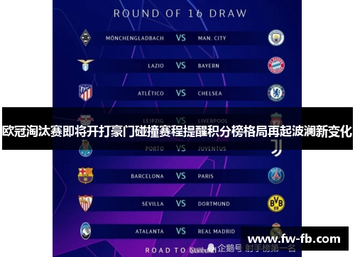 欧冠淘汰赛即将开打豪门碰撞赛程提醒积分榜格局再起波澜新变化
